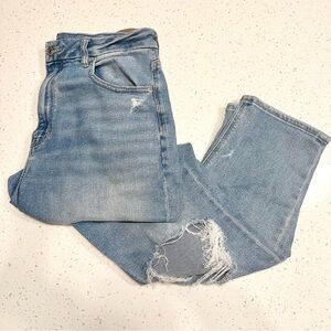 American Eagle Distressed & Ripped Curvy Mom Jeans - Tall